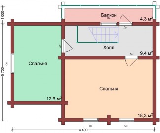 Проект: Комбинированный дом "Шале Мини-2", план 2 этажа