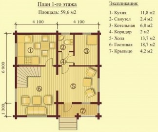 Проект: Проект дома "Анна", план 1 этажа