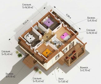 Проект: Комбинированный дом "Венский", план 2 этажа