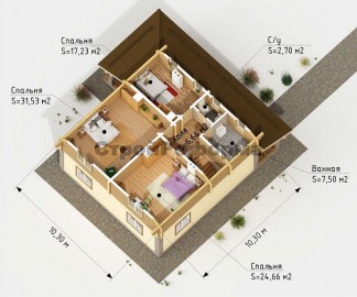 Проект: Комбинированный дом "Варяг", план 2 этажа