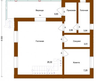 Проект: Комбинированный дом "Венгрия", план 1 этажа
