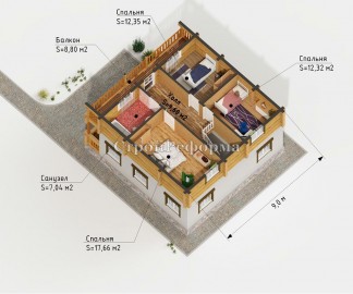Проект: Комбинированный дом "Мини Шале", план 2 этажа