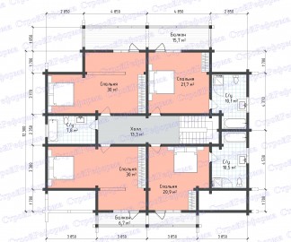 Проект: Комбинированный дом "Монарх", план 2 этажа