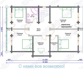 Проект: Комбинированный дом "Венеция", план 2 этажа
