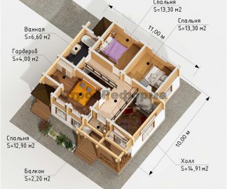 Проект: Комбинированный дом "Баварское Шале", план 2 этажа