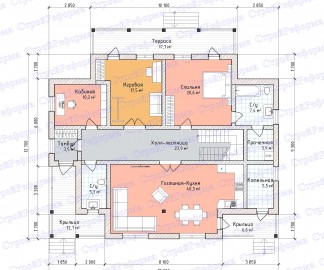Проект: Комбинированный дом "Монарх", план 1 этажа