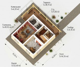 Проект: Комбинированный дом "Варяг", план 1 этажа