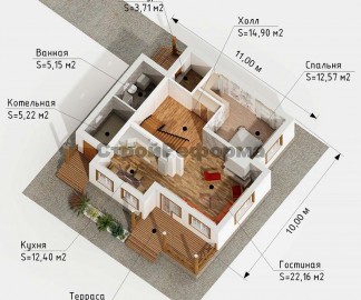 Проект: Комбинированный дом "Баварское Шале", план 1 этажа