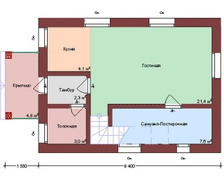 Проект: "Шале Мини" комбинированный дом, план 1 этажа